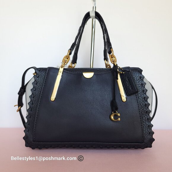 COACH Dreamer 27 Whipstitch Colorblocked Mixed Leather & Suede Satchel-Ink Multi - Picture 5 of 16